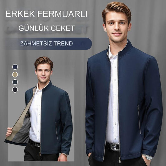 🍁Sonbahar Yeni Çıkanlar🍁Unisex Dik Yaka Fermuarlı Günlük Ceket