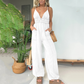Kadın Derin V Yaka Denim Tulum