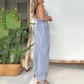 Kadın Derin V Yaka Denim Tulum